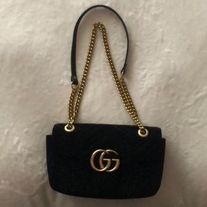 Velvet shoulder chain bag
